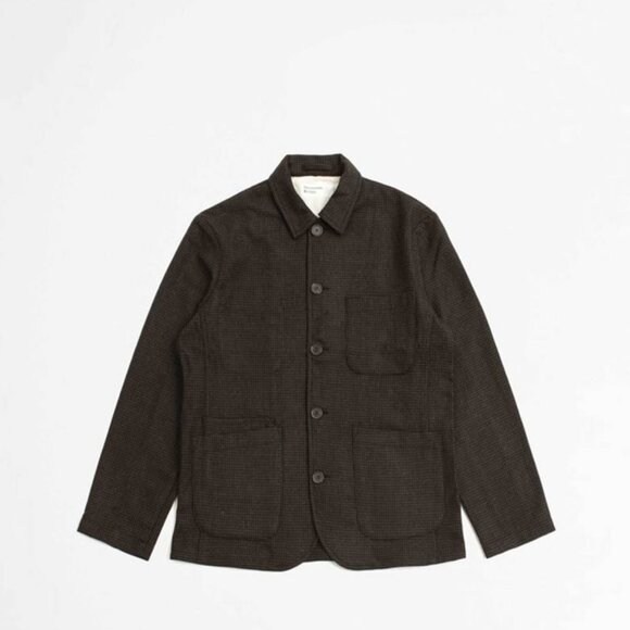 Universal Works Dogtooth Wool Mix Bakers Jacket in Brown XXL NWT - Picture 1 of 8